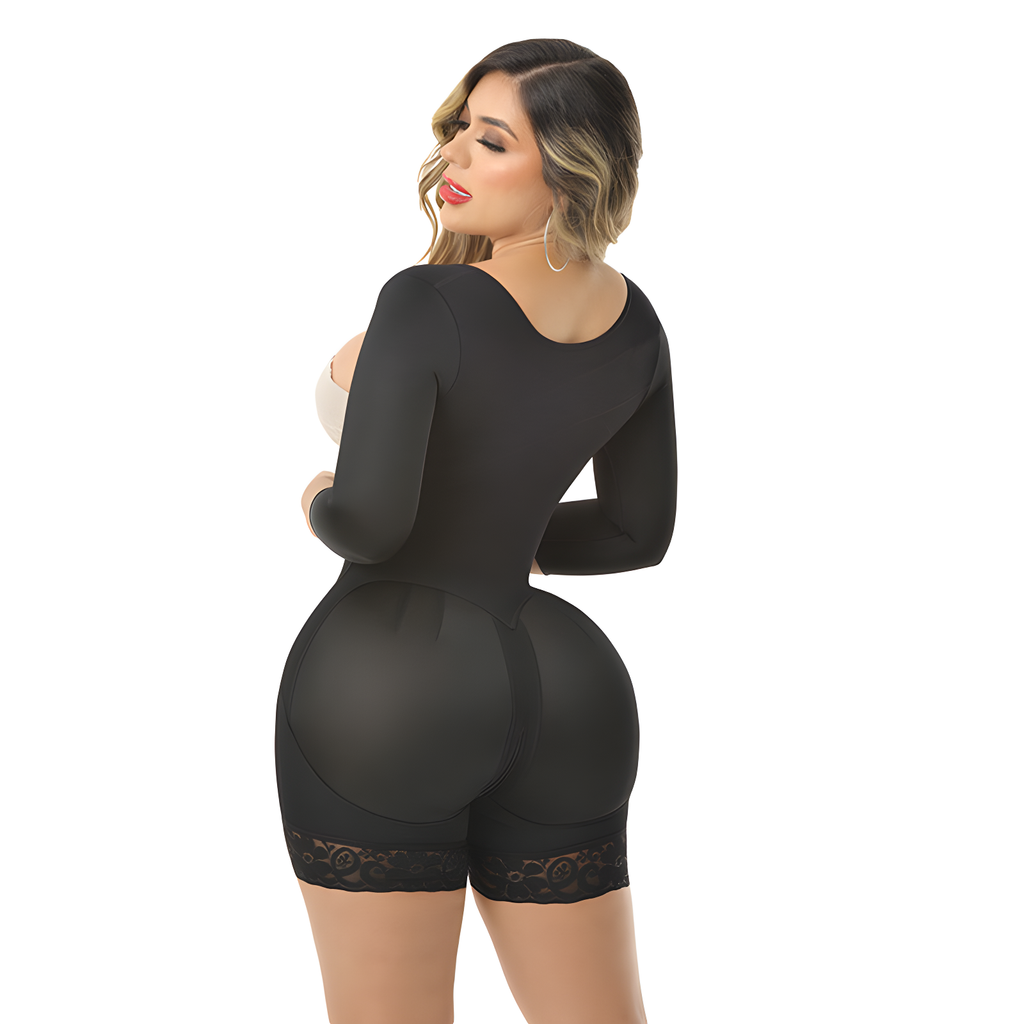 Nia Stage 4 Hourglass Faja Colombian Post Surgery With Sleeves Short Leg No Bra Bootylove – view 2