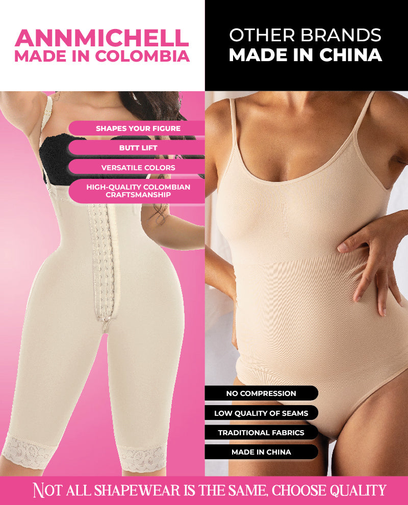 Presumida Invisible Strapless 3 Row front hooks Full Leg Faja Colombian Stage 3