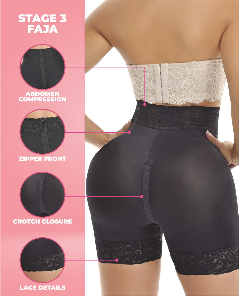Sofisticada 1520 Invisible Luxury Lace Mid-Waist short with zipper Faja Colombian stage 3