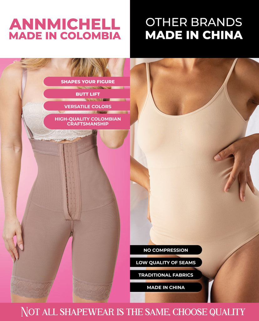 6152 Vanessa mid thigh Strapless body shaper with crotch zipper – Full-Body Colombian Faja | Compression Shapewear