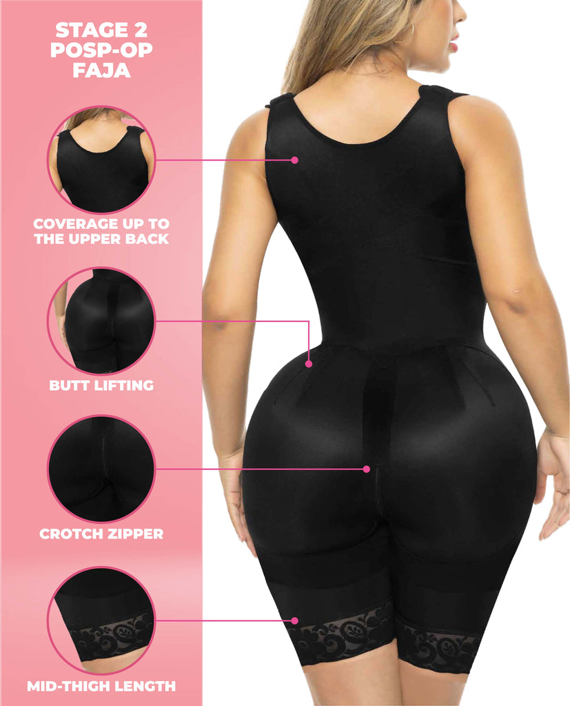 Heidy Stage 2 BBL recovery & tummy tuck recovery colombian Faja Post-Op No Bra Half leg  Bootylove ™