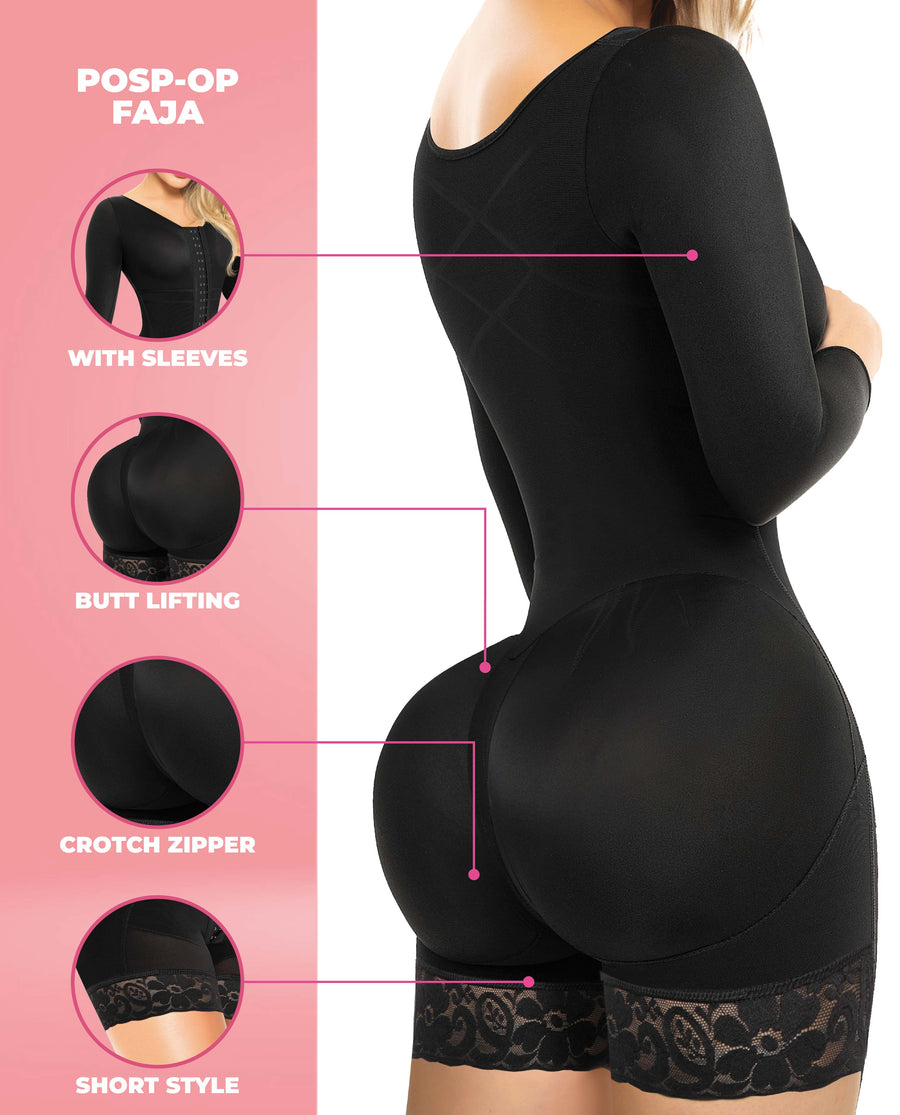 Lexi Stage 4 Hourglass Bbl Faja Colombian Post Surgery With Sleeves Short Leg And Bra Bootylove ™ – view 4