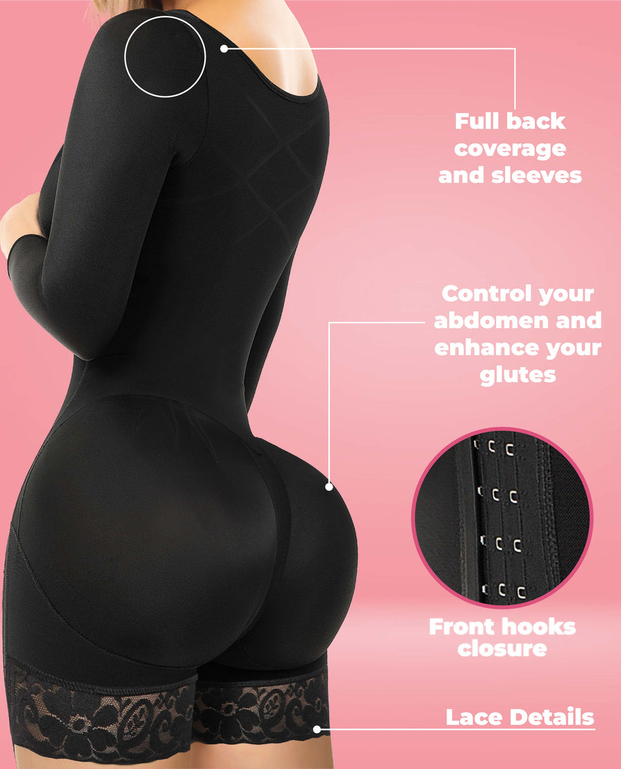 Lexi Stage 4 Hourglass Bbl Faja Colombian Post Surgery With Sleeves Short Leg And Bra Bootylove ™ – view 5