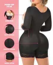 Load image into Gallery viewer, Nia Stage 4 Hourglass Faja Colombian Post Surgery With Sleeves Short Leg No Bra Bootylove