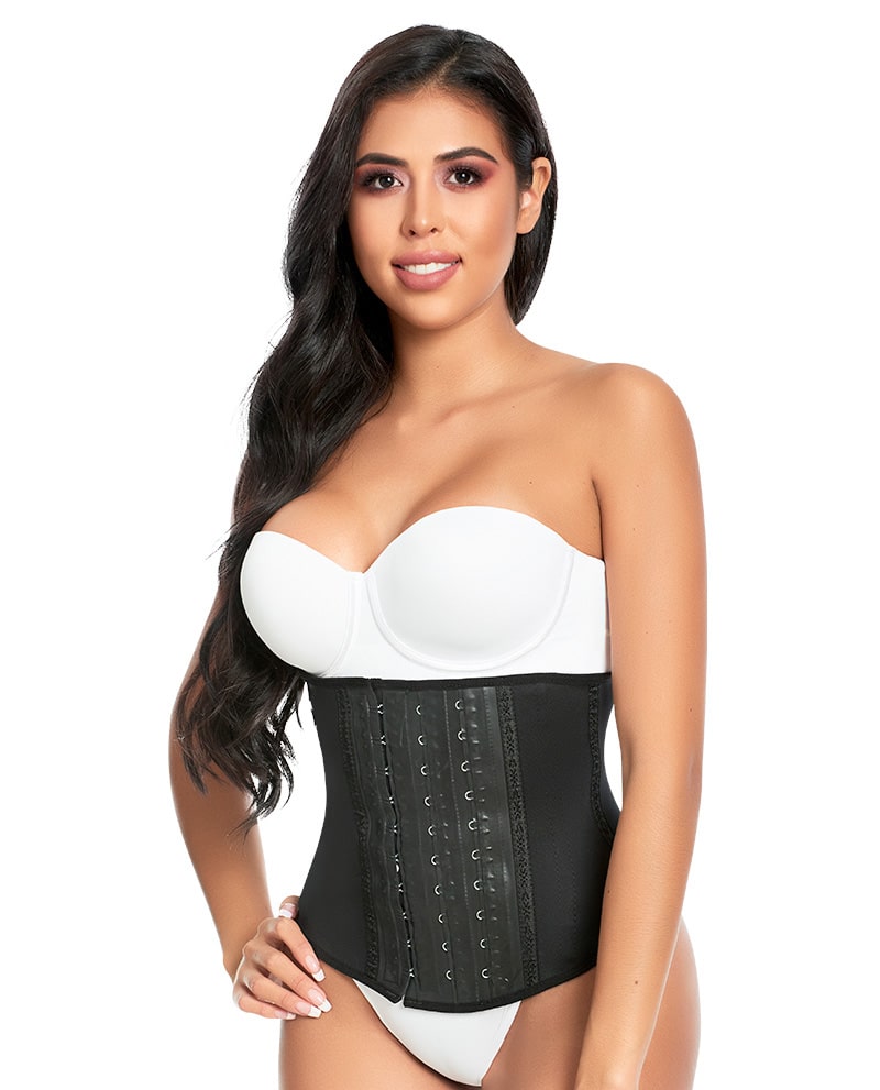 ANN SLIM 1015C Light Latex Waist trainer Classic Colombian 3 Rows of Hooks  (Black, 32 - Small) at  Women's Clothing store